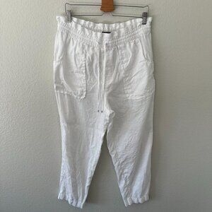 Lauren Ralph Lauren 100% Linen Pants Paperbag White Minimalist Contemporary 14